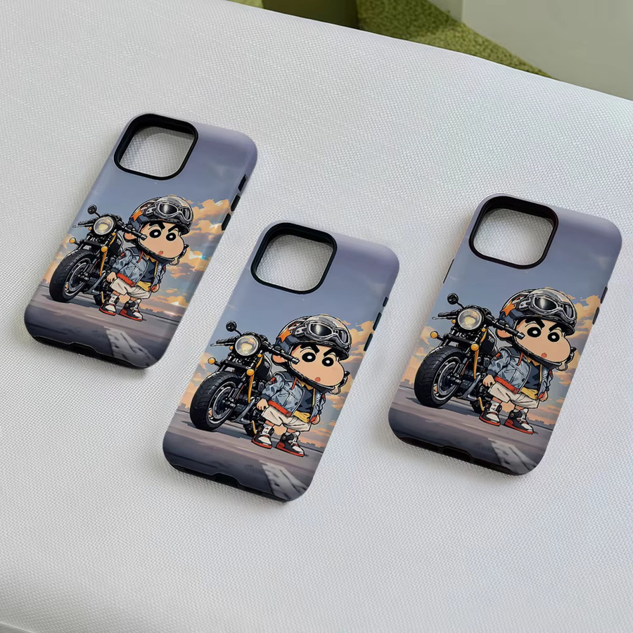 Robuste doppelschichtige Shin-chan & Motorrad Handyhülle mit Magnetfunktion für iPhone 17 16 15 14 13 Pro Max Plus, Multicolor - Bild 4
