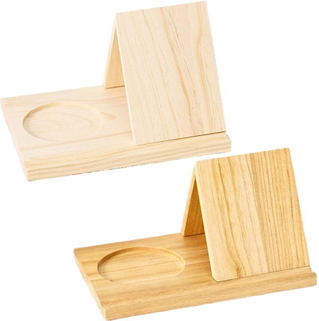 Dreieckiger Buchhalter aus Holz in Braun als Leseständer und Bücherregal für Schreibtisch oder Bett - Bild 1