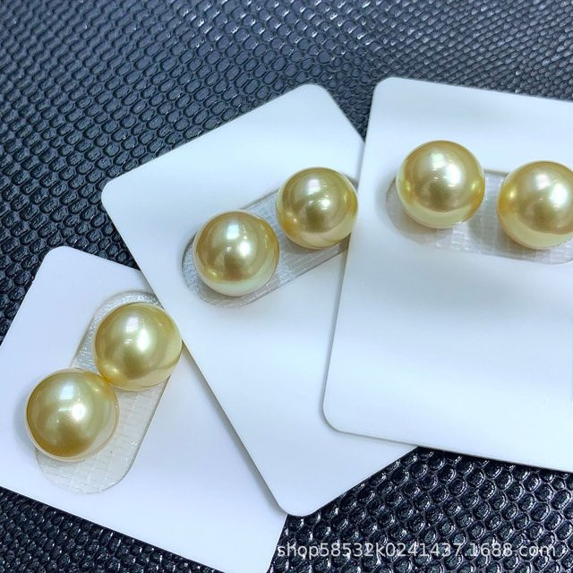 Ohrringe 750 Gold, Meerwasser-Goldperlen, 10–13 mm, Unisex - Bild 1