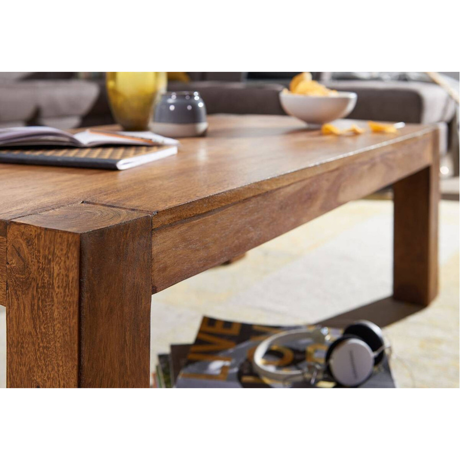Wohnling Couchtisch aus Sheesham Massivholz in Natur Braun B/T/H: 110 x 60 x 40 cm - Bild 3