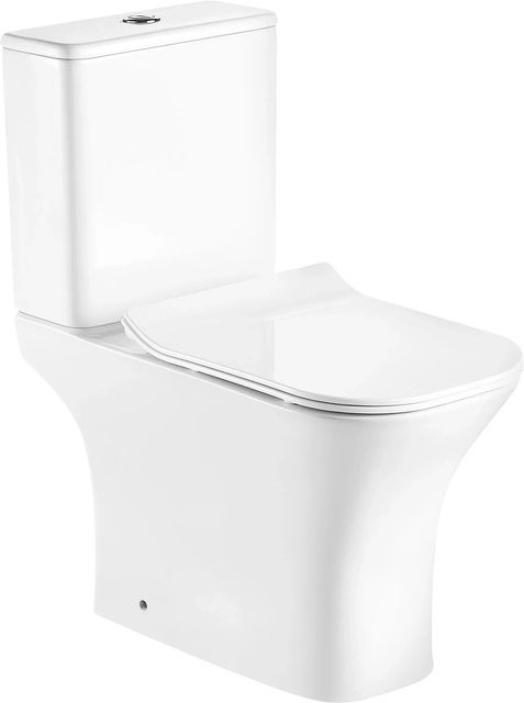 Kerra Kamet Stand-WC-Kombination aus Keramik in Weiß Glänzend mit spülrandlosem Design und Softclose WC-Sitz - Bild 1