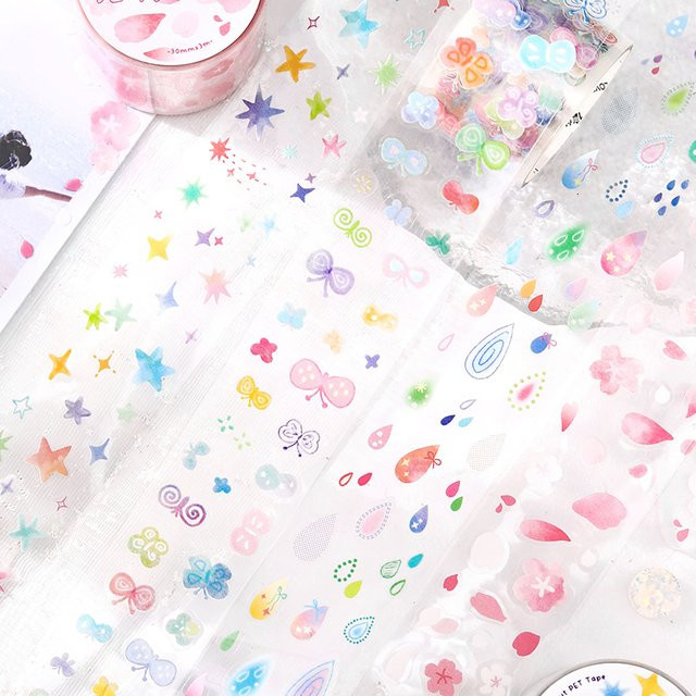 JIAMEI Washi Tape Bunte Kleine Fragment-Serie Kawaii Stanzband für Scrapbook und Journal Deko, Breite: 3 cm, Länge: 3 m - Bild 1