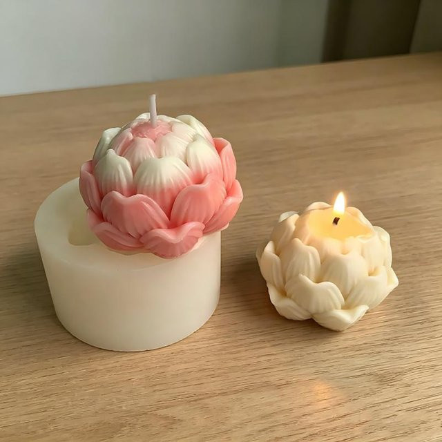 LONTL Silikon-Kerzenform in Lotusform für DIY Aromatherapie-Kerzen, Seife, Gips und Harz, Farbe: Pink - Bild 1