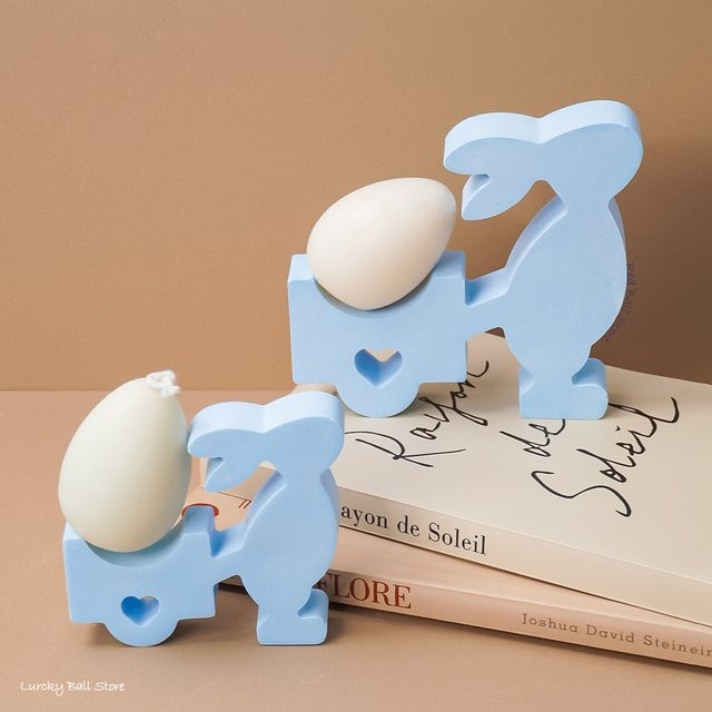 UDOCOOL Silikonform Bunny Kaninchen für DIY Zement und Gips in Blau - Bild 1