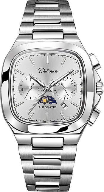DULUNWE Armbanduhr, Automatik, Edelstahl, Eckig, Weiß, Herren - Bild 1