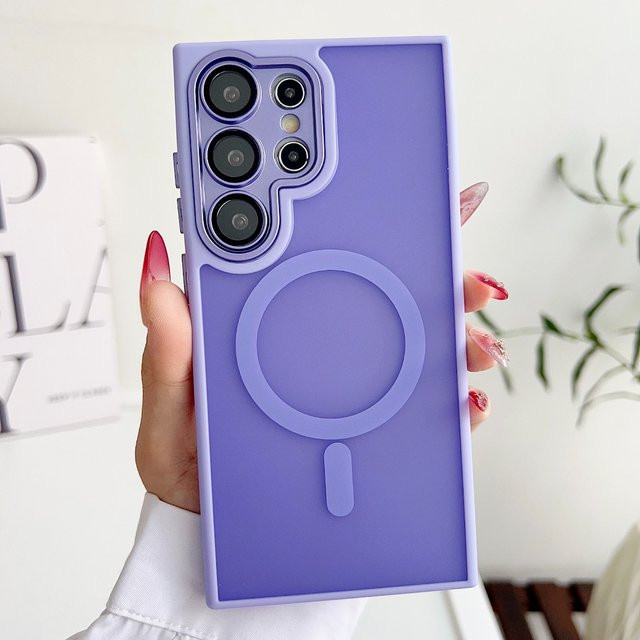 Magnetische Handyhülle mit transparenter Linse für Samsung Galaxy S26 S25 S24 S23 S22 A37 A57 A17 A56 A36 A26 A16 A06 in Lila und Transparent - Bild 1