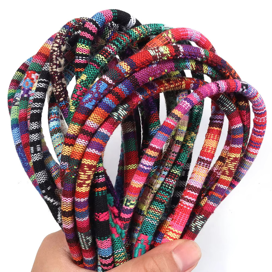 Bunte runde Baumwollschnur im ethnischen Stil für DIY-Handwerk und Kleidung, 5 Yards, Mehrfarbig - Bild 6