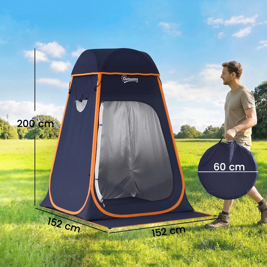 Pop-Up-Privatsphäre-Zelt in Blau, sofort aufbaubares wasserdichtes Umkleide- und Duschzelt mit UV-Schutz für Camping, Strand und Outdoor-Sport, B/H/T: 200 x 152 x 152 cm - Bild 2