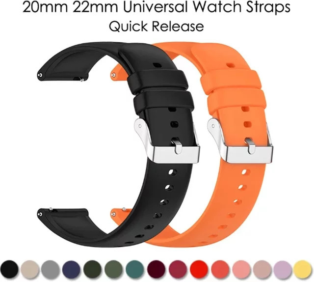 SNQP Uhrenarmband Silikon, 20mm, 22mm, Schwarz, Unisex - Bild 1
