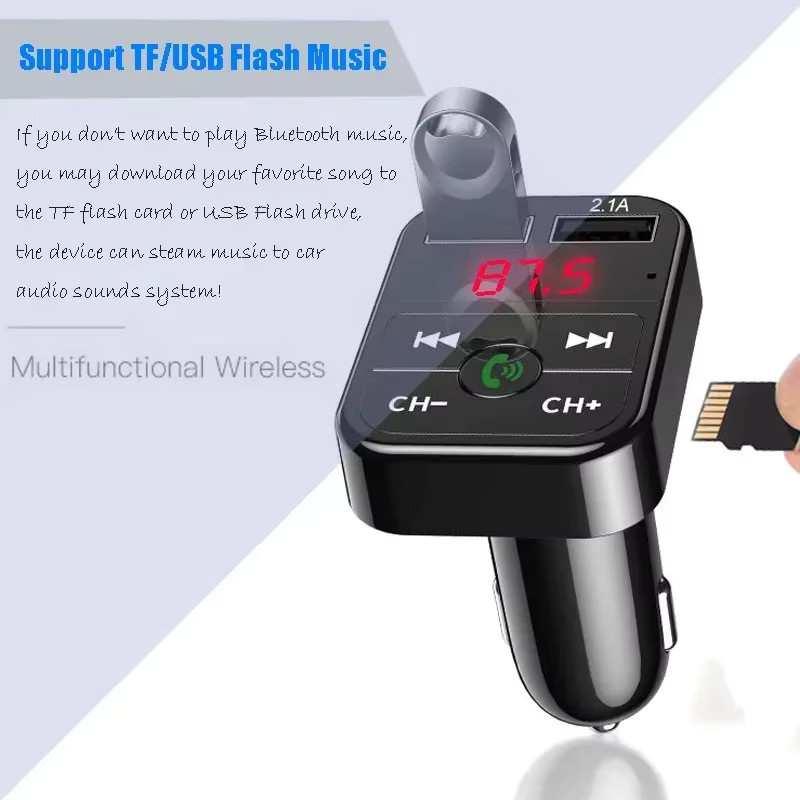 VIKEFON Bluetooth Auto Empfänger mit FM Sender und Dual USB Schnellladegerät in Schwarz - Bild 3