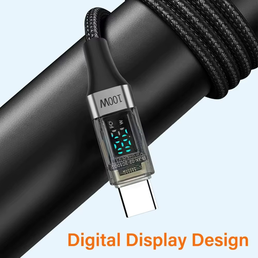 100 W USB-C auf USB-C Datenkabel mit Digitalanzeige und Schnellladefunktion in Lila - Bild 5