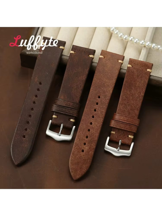 luffyte Uhrenarmband Rindsleder, Vintage, Unisex, 20 mm, 22 mm - Bild 2