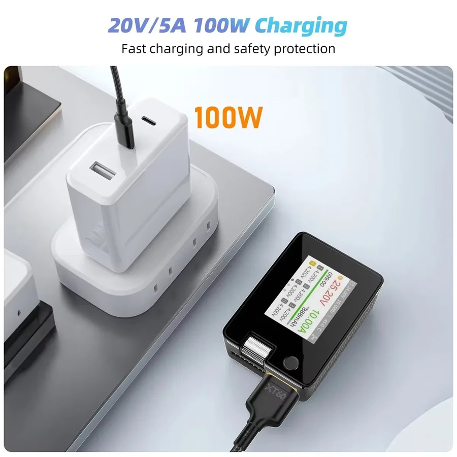 Toolkitrc USB C auf XT60 Konverter Ladekabel 100W PD Typ-C zu XT60 für Luftfahrt und Automodelle in Schwarz - Bild 4