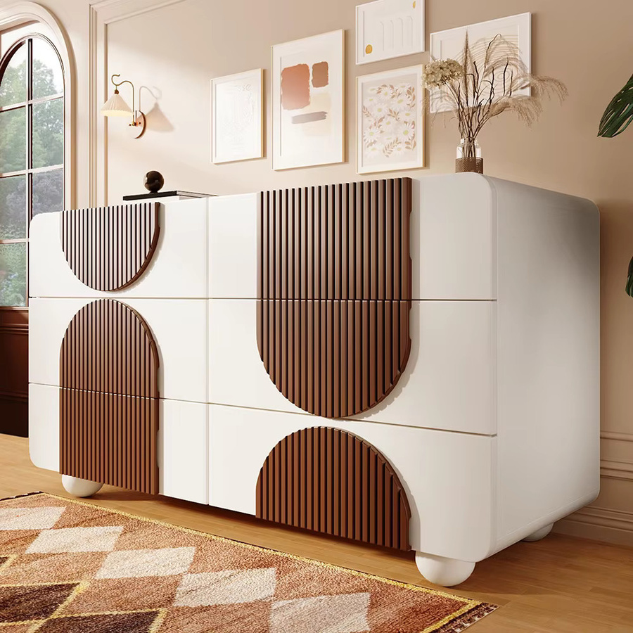 KOMHTOM Sideboard Kommode mit 6 Schubladen in Weiß, modernes Design mit Soft-Close-Funktion und Kippsicherung - Bild 3