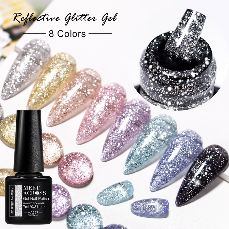 Meet Across Glitzer-Gel-Nagellack, Silber Gold, 7 ml - Bild 2