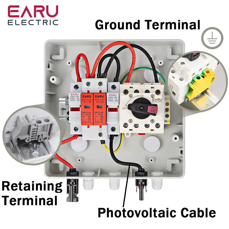 EARU Solar Photovoltaik PV Kombinierbox mit DC-Sicherung und Überspannungs- sowie Blitzschutz, 1 Eingang 1 Ausgang, IP65 wasserdicht, Weiß - Bild 5