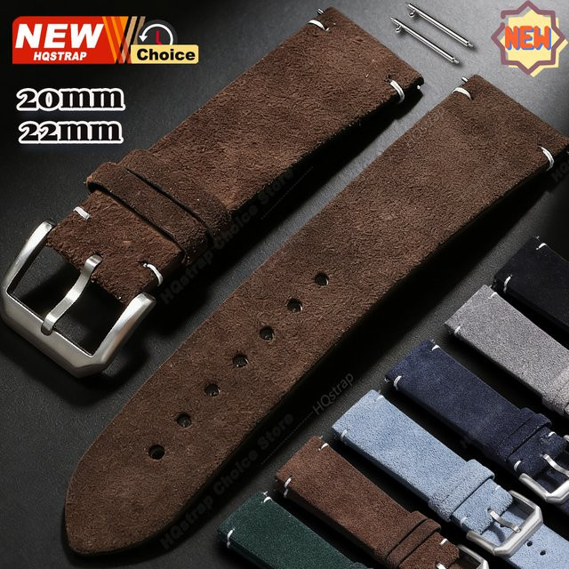 HQstrap Uhrenarmband Leder, Wildleder, 20mm 22mm, Unisex - Bild 1