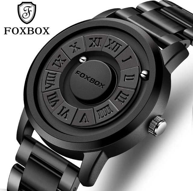 FOXBOX Armbanduhr, Quarz, Leder, Schwarz, Herren - Bild 1