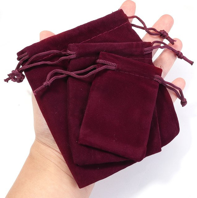 Schmuck Samtbeutel mit Kordelzug in Rot für Geschenke und Hochzeiten - Bild 1