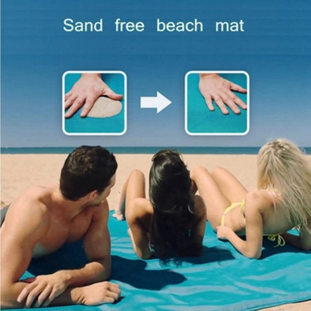 Sandfreie Stranddecke in Blau, schnelltrocknend und wasserdicht, leicht zu reinigen und kompakt für den Sommer - Bild 1
