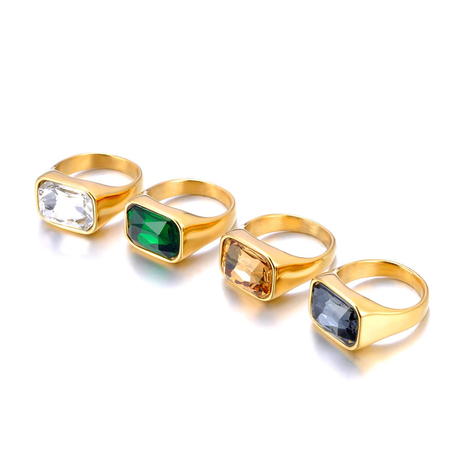 Lokaer Ring Edelstahl, 18 Karat PVD-vergoldet, Zirkonia, Unisex - Bild 1