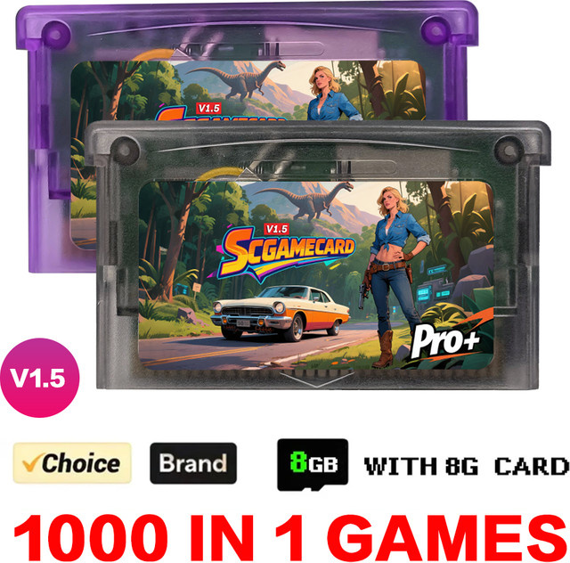 EVERGENESIS SCFW V1.5 Mini SC Karte 1000 in 1 Flash Memory Card für GBA GBC GB NES mit 8G MicroSD Karte in Purple Transparent - Bild 1