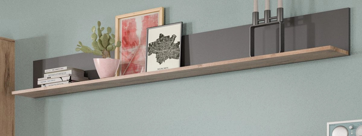 Wandboard Tomaso in Eiche und Grau, Breite: 180 cm - Bild 1