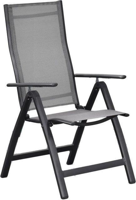 Merxx Carrara Klappstuhl 2er-Set aus Aluminium und Textil in Grau, B/T/H: 60 x 70 x 108 cm - Bild 1