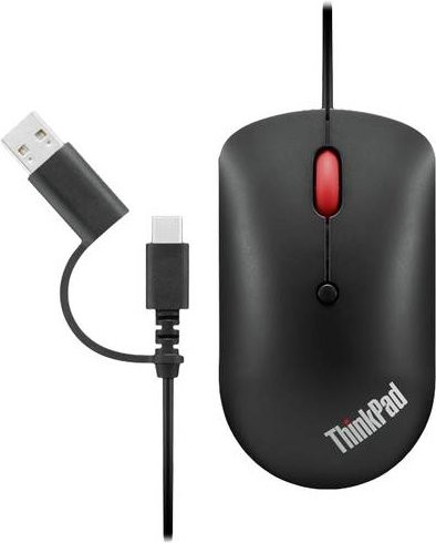 Lenovo ThinkPad Compact Maus kabelgebunden, optisch, Schwarz, USB-C, 2400 dpi - Bild 1