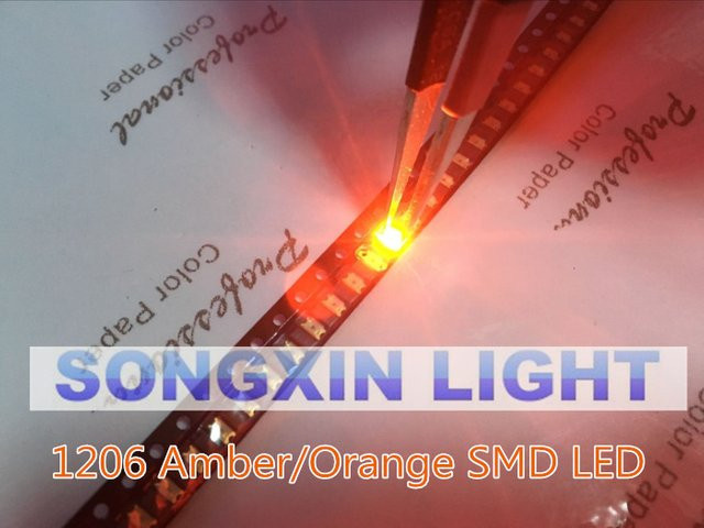 200 Stück SMD SMT LEDs in Orange/Bernstein, super helle Dioden mit 600-610nm Wellenlänge und 600-300mcd Lichtstärke, Spannung 2,0-2,6 V - Bild 1