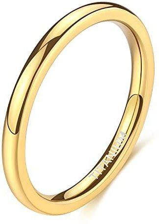 TIGRADE Titanring, 14 Karat vergoldet, beige, Unisex - Bild 1