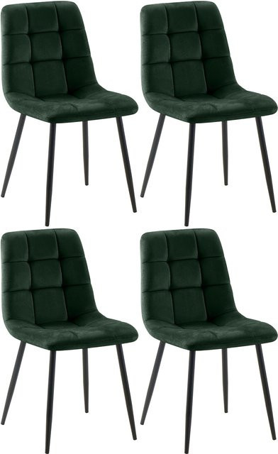 CLP 4er Set Esszimmerstühle Tilde moderne Polsterstühle mit gestepptem Bezug und Metallgestell - Bild 1
