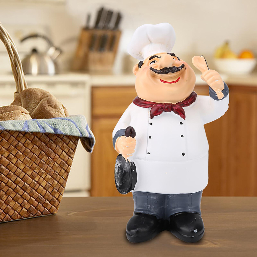 American Vintage Country Fröhlicher Koch Harzfigur als Tischdeko für dein Heim, Restaurant oder Café, Multicolor - Bild 2