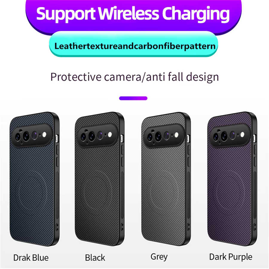 MagSafe Magnetische Handyhülle aus Kohlefaser-Leder für Google Pixel 11 10 9 Pro XL 8 7 6 Pro in Schwarz - Bild 5
