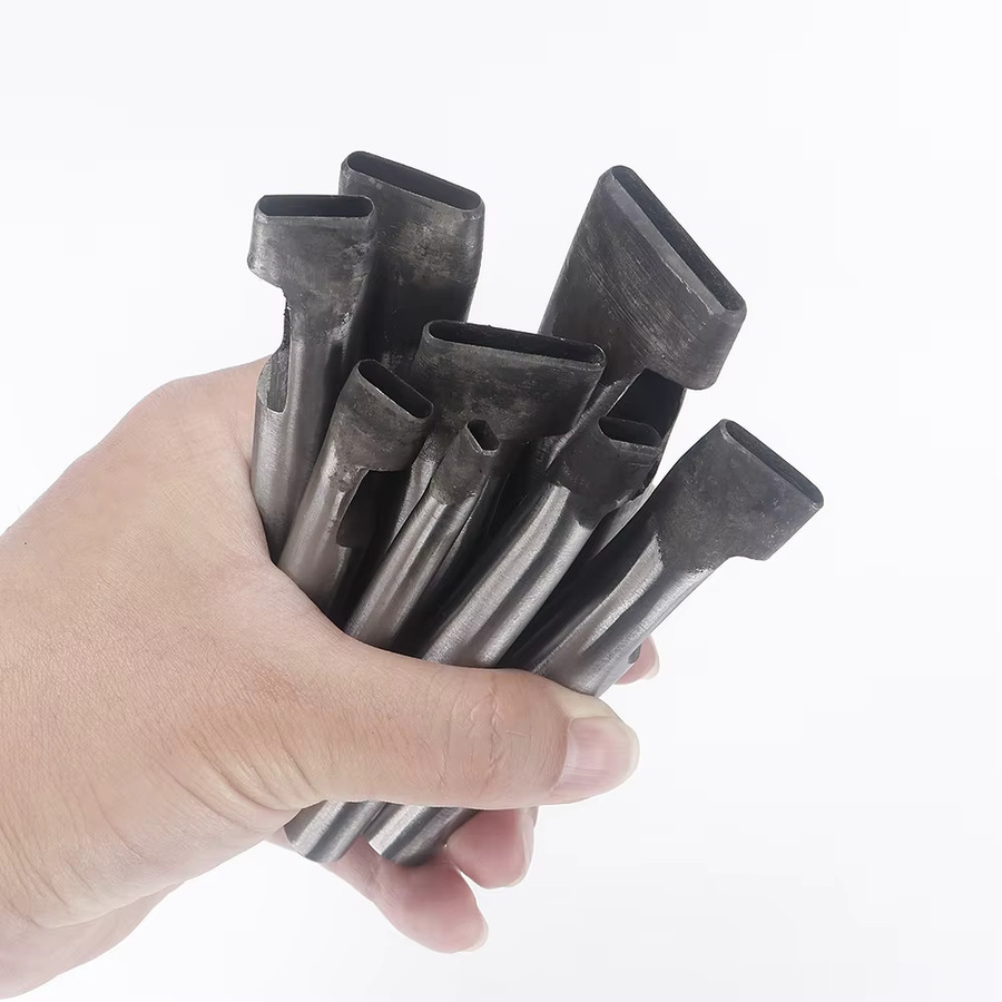 QJH Leder-Stanzwerkzeug in Silber mit 4mm Meißelkopfbreite, ovaler Flachstanzer und abgerundeter Geradstanzer für Uhrenarmbänder und Gürtel - Bild 2