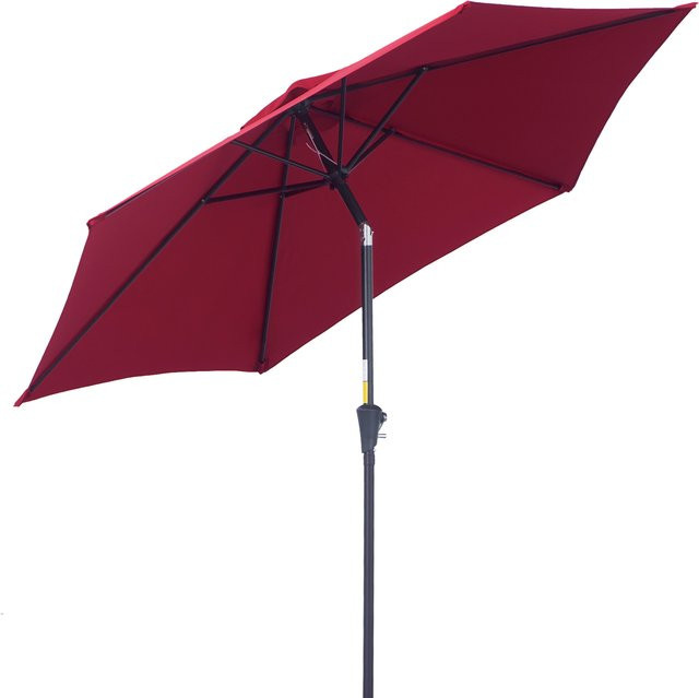 Outsunny Knickschirm Sonnenschirm Marktschirm aus Aluminium und Polyester in Rot mit Handkurbel, Durchmesser: 2,6 m - Bild 1