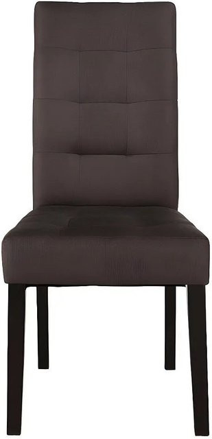 Vente-unique Stuhl Villosa Schokobraun aus Massivholz und Stoff - Bild 1