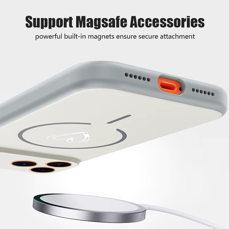Magnetische iPhone Schutzhülle mit Liebesdruck für Apple iPhone 17 Pro Max, 16, 15, 14, 13 Pro Max, MagSafe kompatibel, stoßfeste Hartschale, Orange - Bild 3