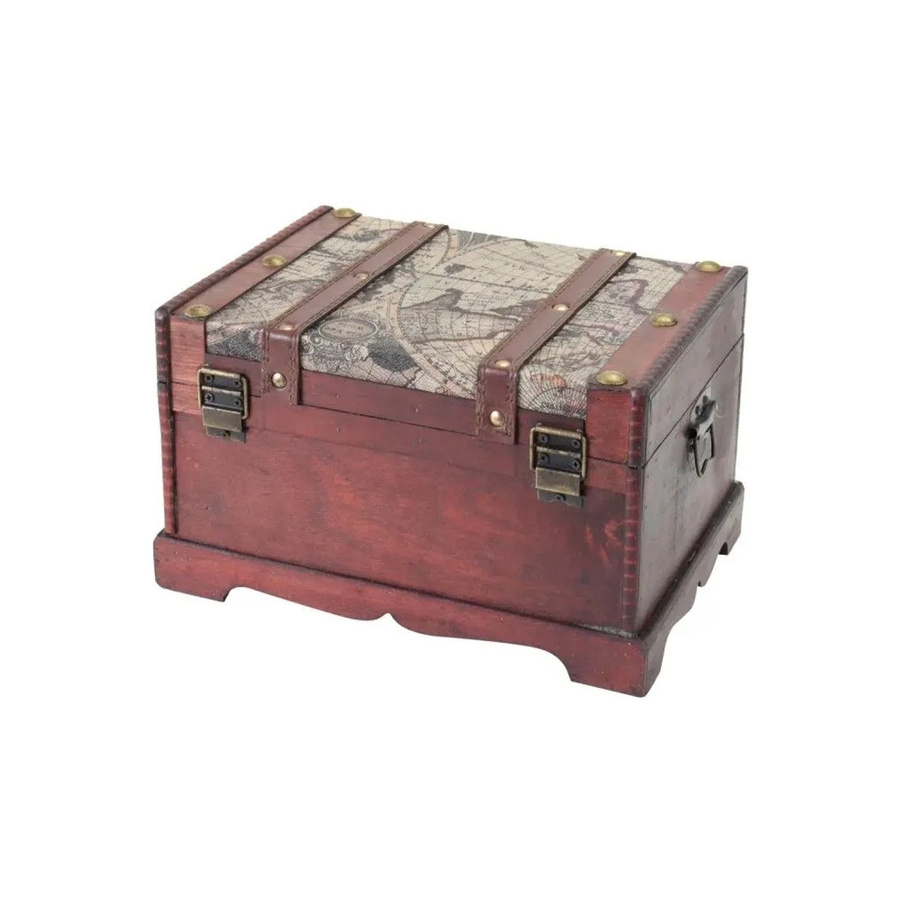 HMF Schatztruhe Schatzkiste aus Holz in Braun im Vintage-Stil, B/T/H: 29 x 20 x 17 cm - Bild 2