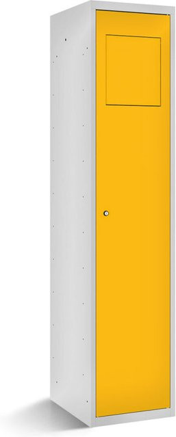 rotstahl Wäschesammelschrank mit Einwurfklappe in Gelb und lichtgrauem Korpus, B/T/H: 40 x 50 x 180 cm - Bild 1