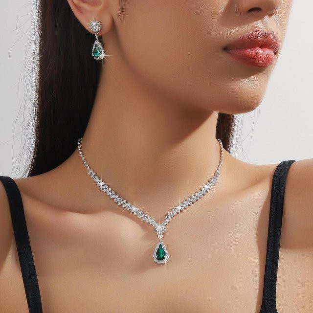 Lucky Star Jewelry Schmuck-Set, Halsketten und Ohrringe, Schwarz, Silber, Zirkonia, Kristall, Damen - Bild 1