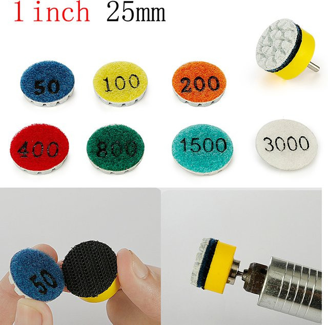 VIBRATITE Runde Schleifscheibe Schwamm Polierpad für Marmor Granit und Beton, Nass-Trockenpuffer, 1 Zoll, Körnung 50 bis 3000 - Bild 1