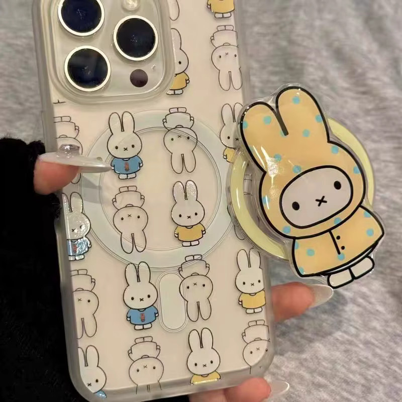 Miffy Magnetische Standhülle mit Cartoon Design für iPhone 16 15 Pro Max 14 13 Stoßfeste Frosted Hülle - Bild 2