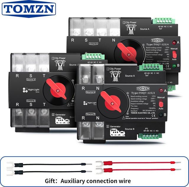 TOMZN Dual Power Automatic Transfer Switch ATS elektrischer Wahlschalter für DIN-Schiene 2P 3P 4P 230V - Bild 1
