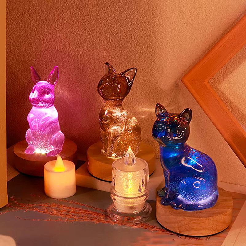 YAKAMOZ Silikonform für DIY Kerzen und Tischdekoration mit 3D Tierformen wie Kaninchen, Katze und Hund - Bild 2