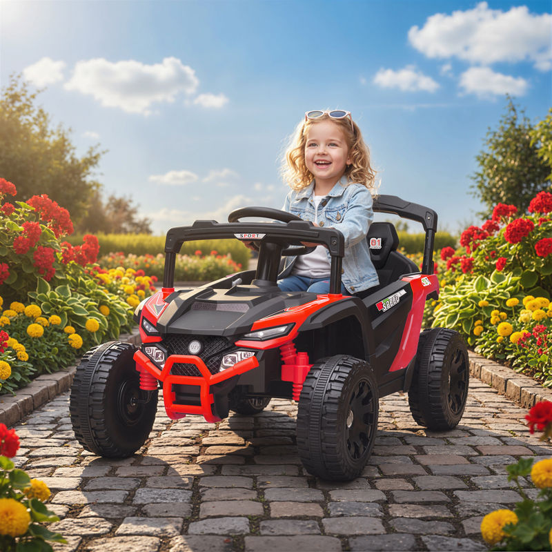 AIYAPLAY Elektro-Kinderfahrzeug 12V, UTV-Batteriefahrzeug, Rot, ab 3 Jahre - Bild 2