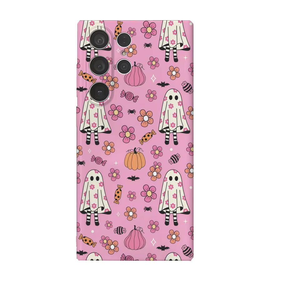 Halloween Floral Ghostly Handyhülle für Samsung Galaxy S25 S24 S23 Ultra Plus A35 A55 in Pink mit Glossy HD Hard Cover Design - Bild 5