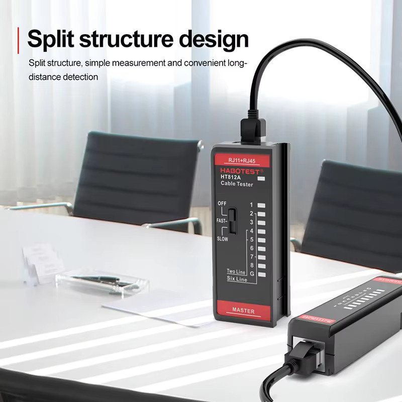 HABOTEST Multifunktions-Netzwerkkabeltester mit RJ45 und RJ11 Anschluss für CAT5/CAT5E/CAT6/CAT6A in Schwarz - Bild 2