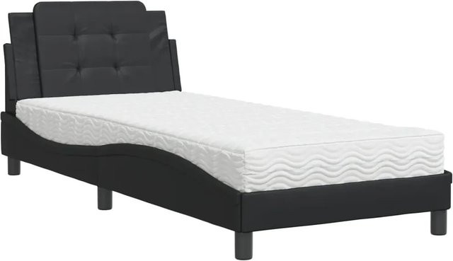 vidaXL Bettgestell Zadar Schwarz aus Kunstleder und Kiefernholz B/T/H: 90 x 200 cm - Bild 1