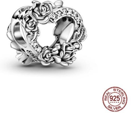 Allbestart Charms, 925 Silber, Herzförmige Rosenperlen, Perle, Zirkonia, Damen - Bild 1